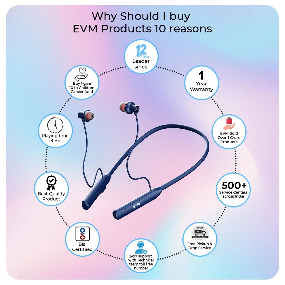 EVM Bluetooth Neckband Earphone EnSport Plus (NB-030) Blue view 5